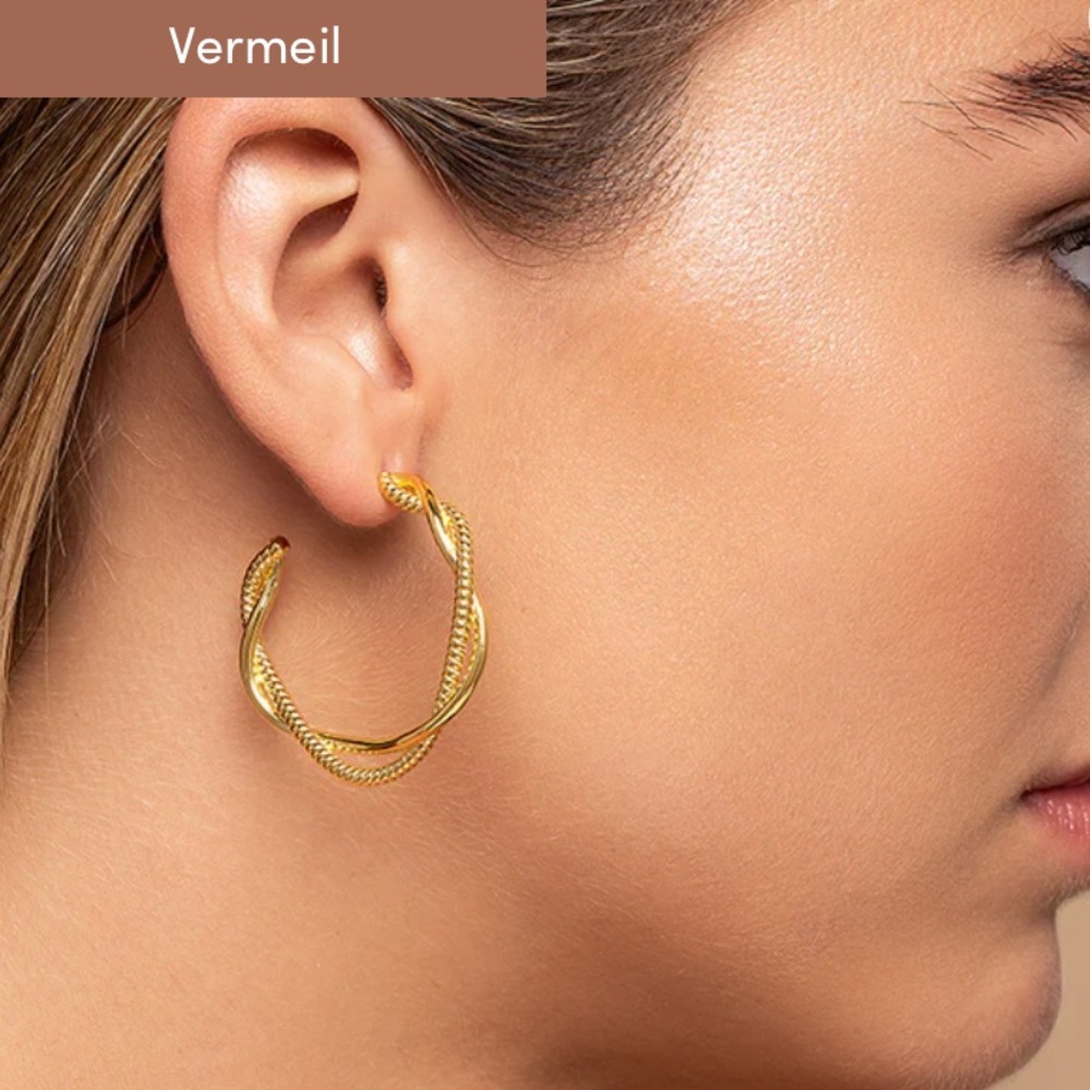 Uncommon James Gold Twisted Vermeil Hoop Earrings - Picture 3 of 4